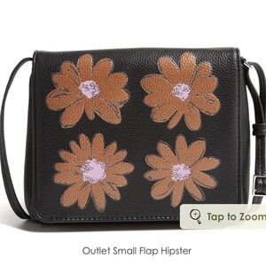 Vera Bradley Small Flap Faux Leather Hipster Black w floral print